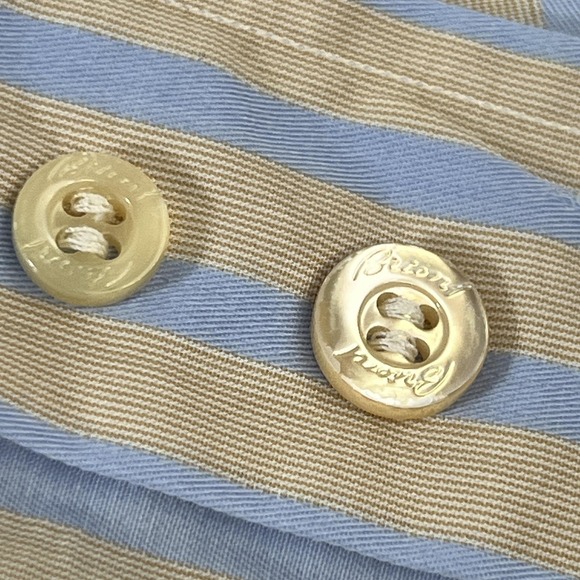 Brioni Shirt Mens 16 Blue Tan Stripe Dress Long Sleeve 100% Cotton Spread Collar - Picture 7 of 16